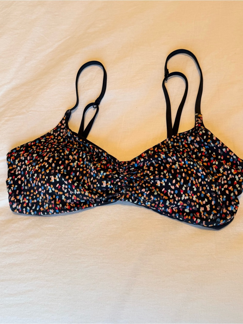 Prana Black Multicolor Reversible Speckle Bikini Top